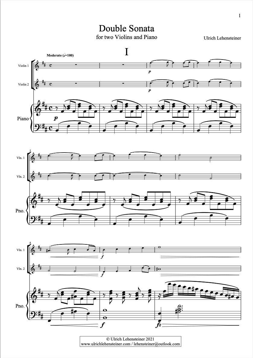 Doppelsonate für 2 Violinen & Klavier